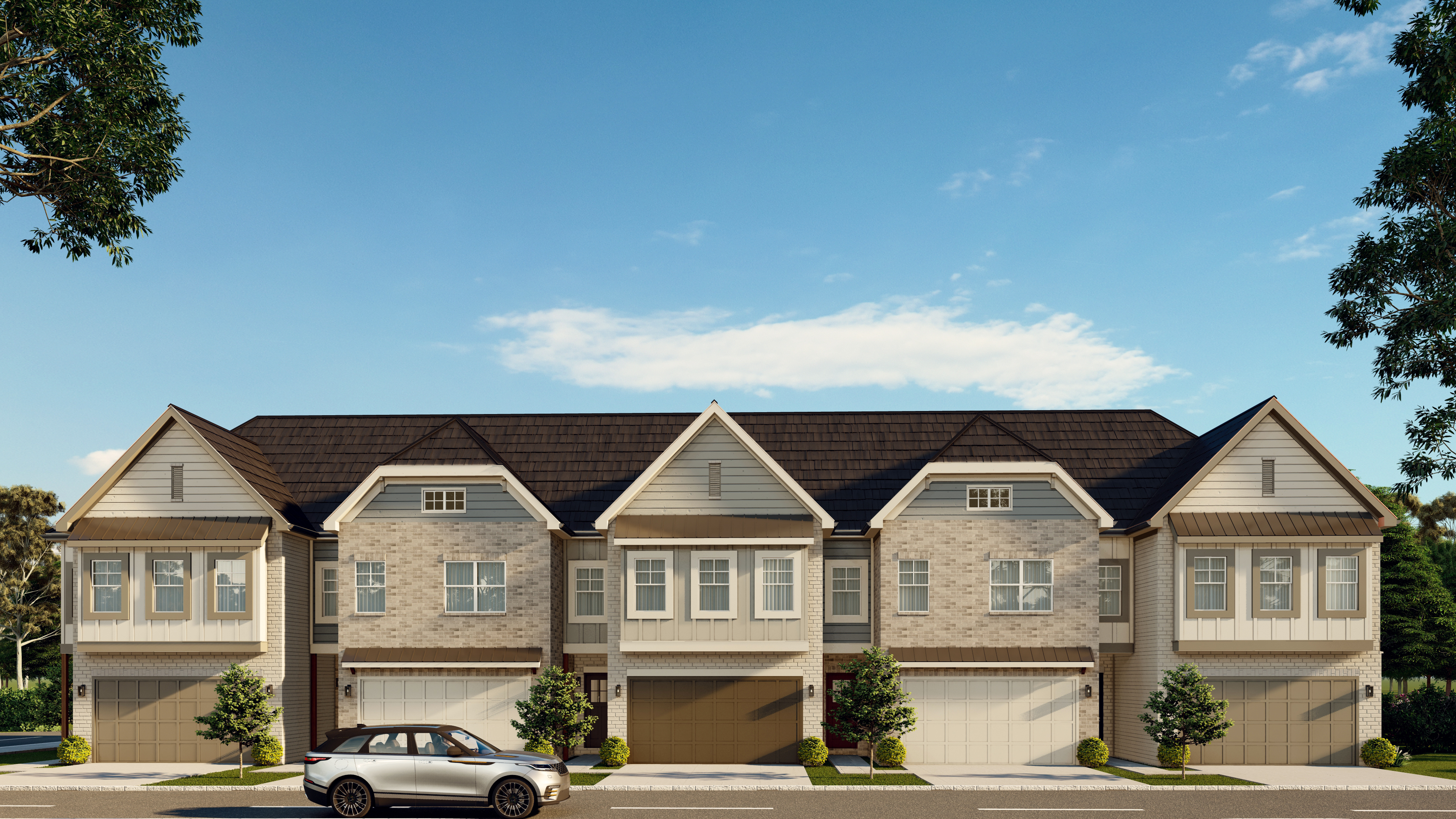 Aldenbrook Building C new luxury townhomes exterior rendering in Duluth Georgia